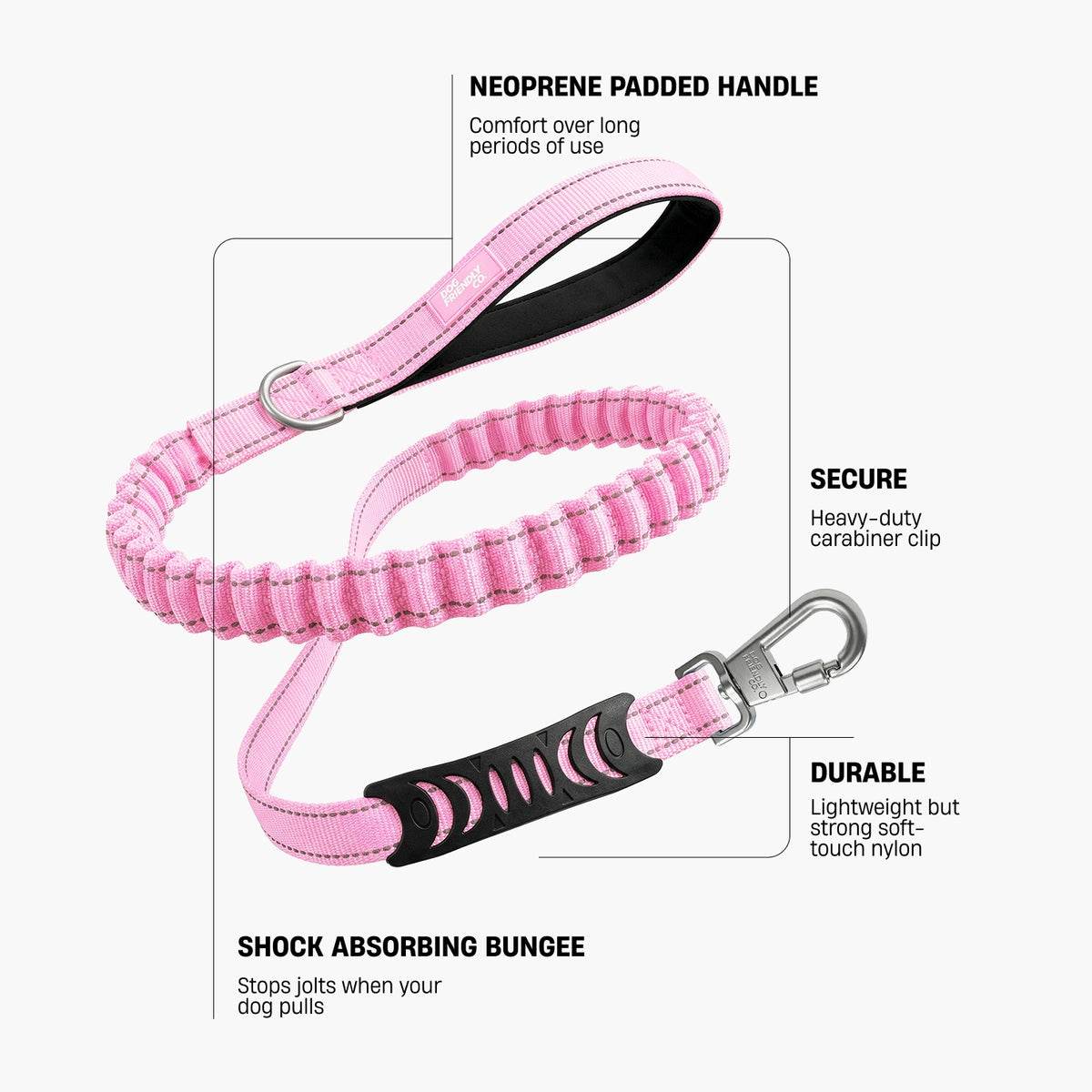 Bungee Dog Leash - Pink