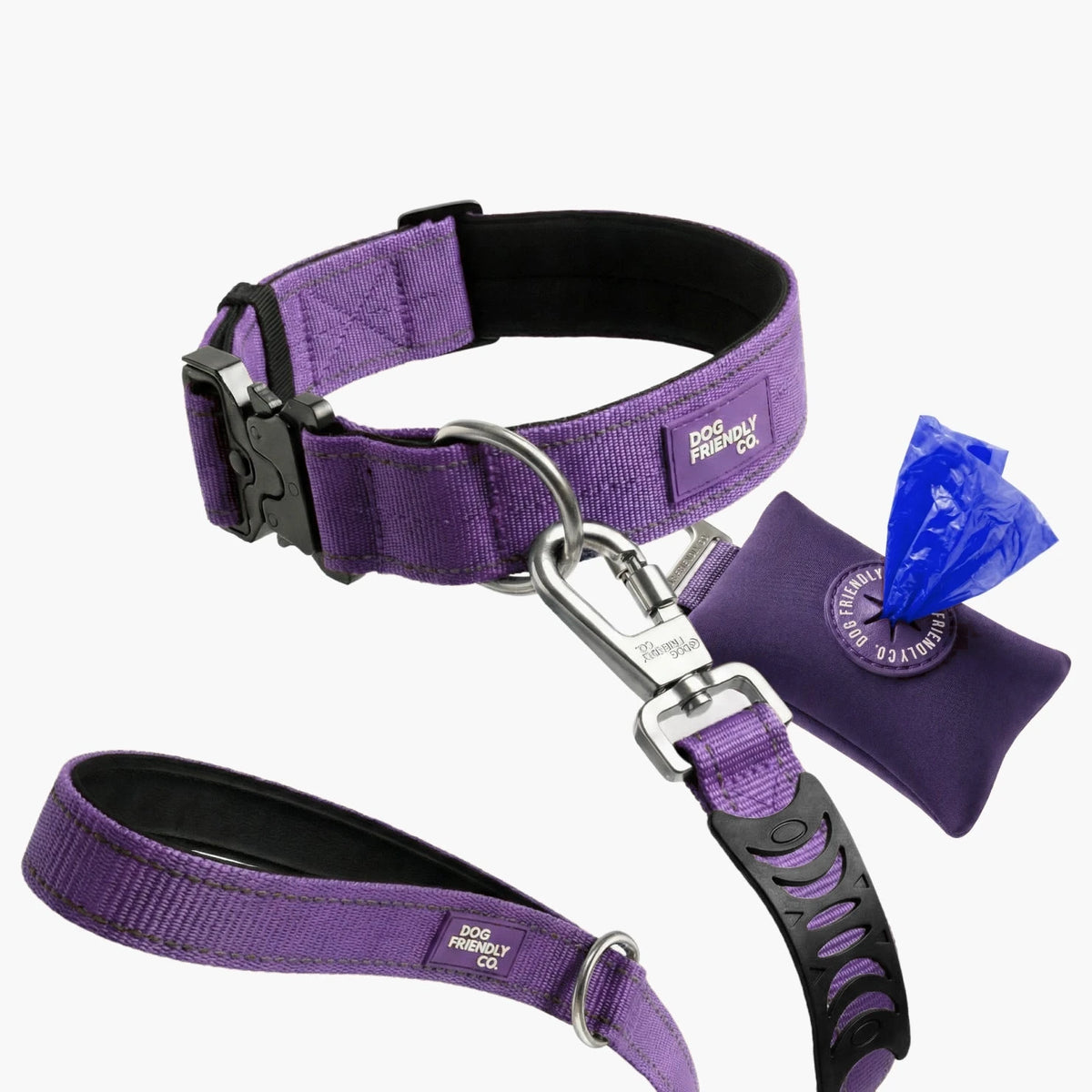 Collar Walk Set in Indigo, 7AM Club Limited Edition: tactical collar, bungee leash and poop bag holder