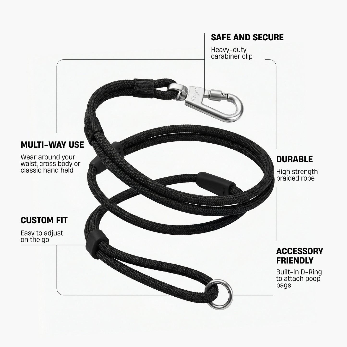 Hands Free Leash - Black
