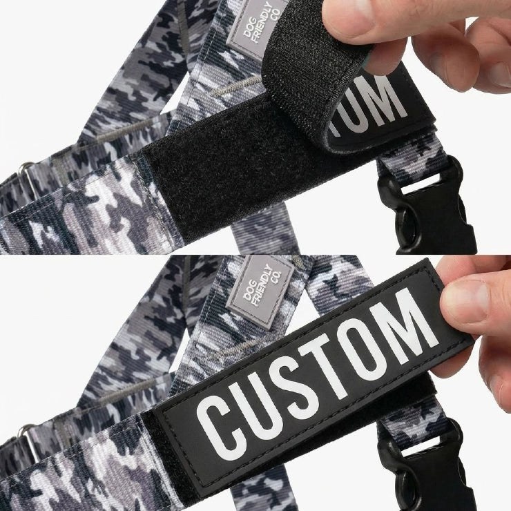 Personalised Dog Harness - Grey Camo