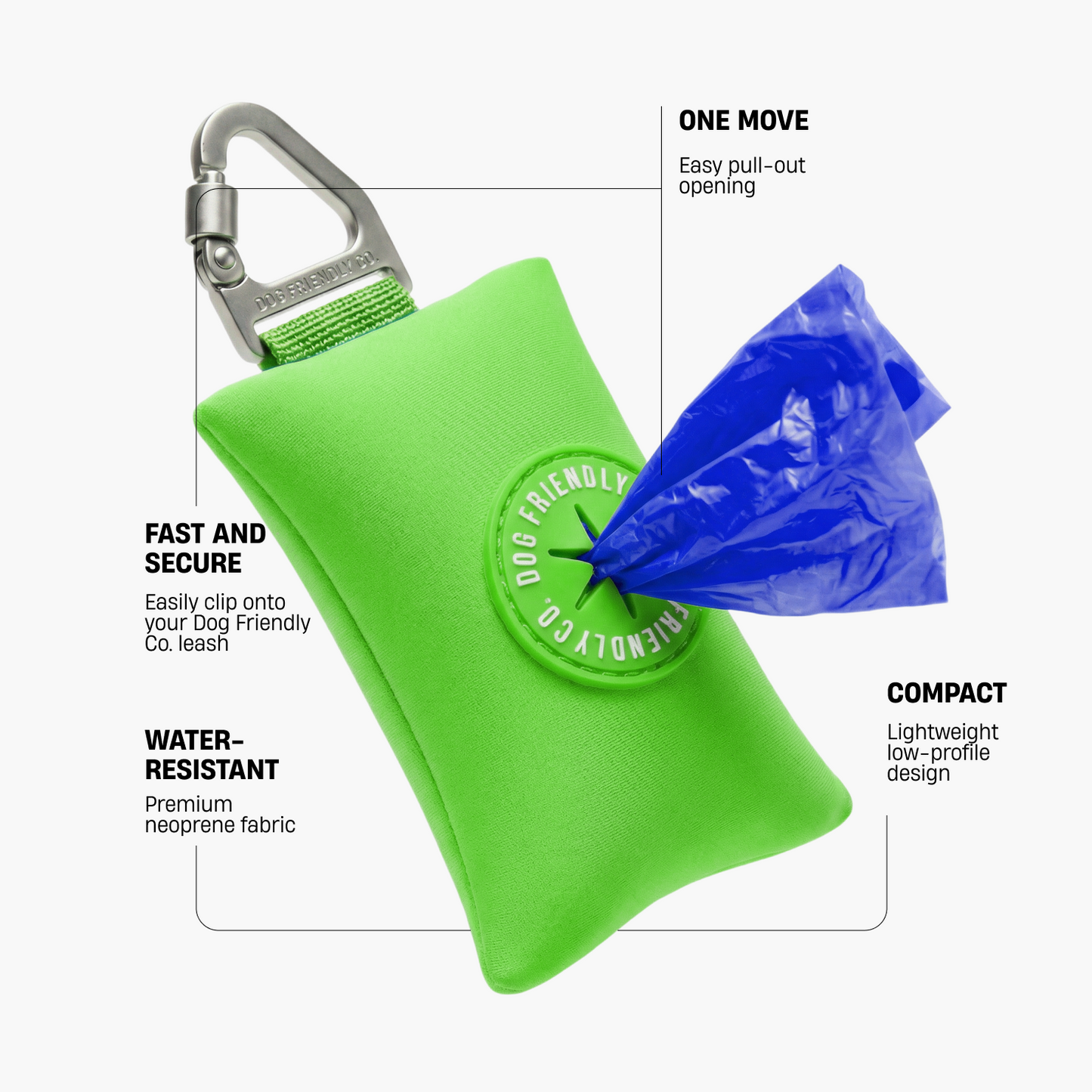 Dog Poop Bag Holder - Neon Green