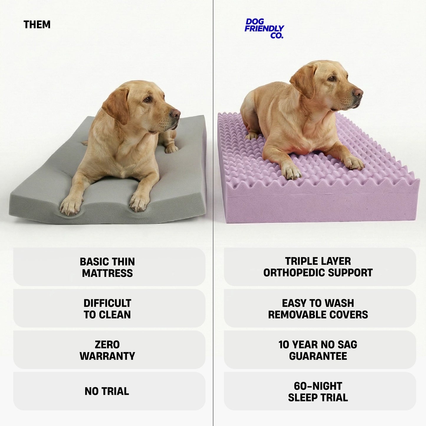 Premium Orthopedic Memory Foam Dog Bed - Beige (Medium)