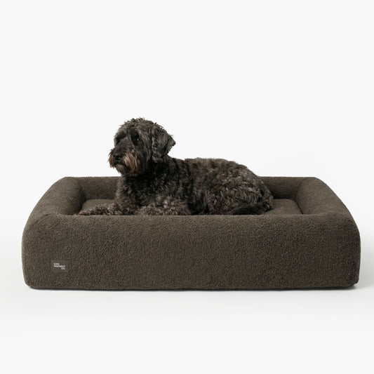 Premium Orthopedic Memory Foam Dog Bed - Brown Bouclé