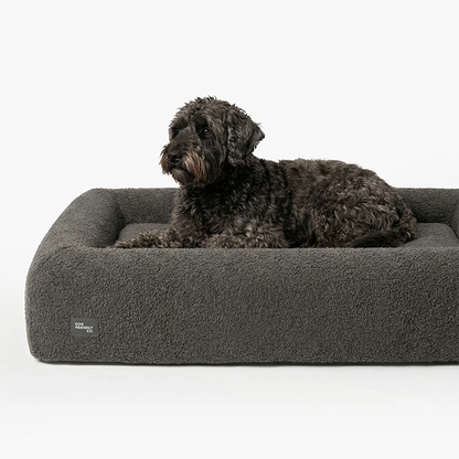 Premium Orthopedic Memory Foam Dog Bed - Brown Bouclé (Small)