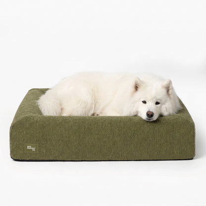 Premium Orthopedic Memory Foam Dog Bed - Green Bouclé
