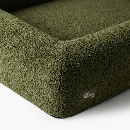 Premium Orthopedic Memory Foam Dog Bed - Green Bouclé