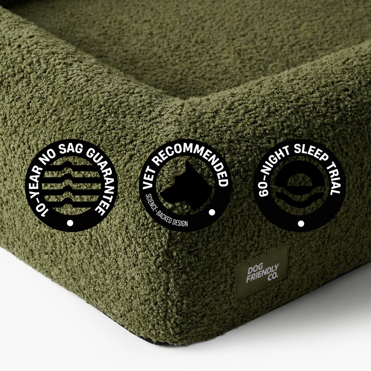Premium Orthopedic Memory Foam Dog Bed - Green Bouclé