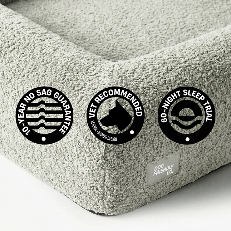 Premium Orthopedic Memory Foam Dog Bed - Grey Bouclé (Large)