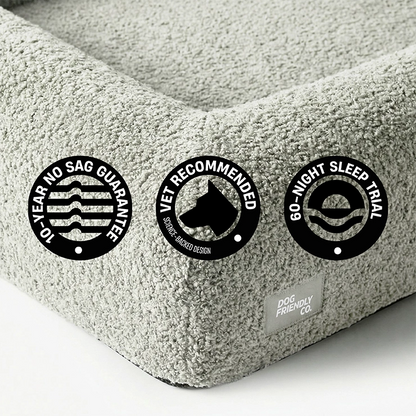 Premium Orthopedic Memory Foam Dog Bed - Grey Bouclé (Medium)