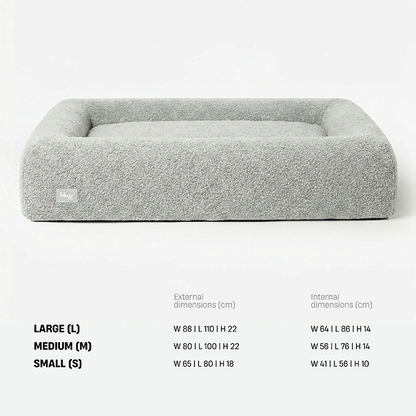 Premium Orthopedic Memory Foam Dog Bed - Grey Bouclé (Large)