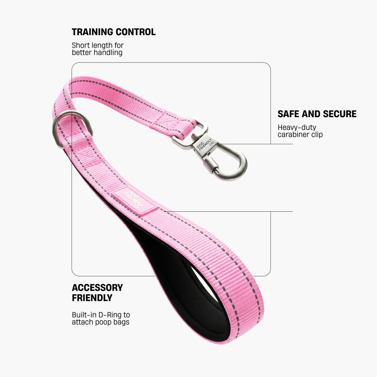 Short Trainer Dog Leash - Pink